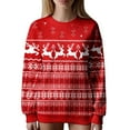 thumbnail image 1 of Christmas Sweater Reindeer Snowflakes Crewneck Knit Pullover Jumper Color: Red Size: XXL, 1 of 4