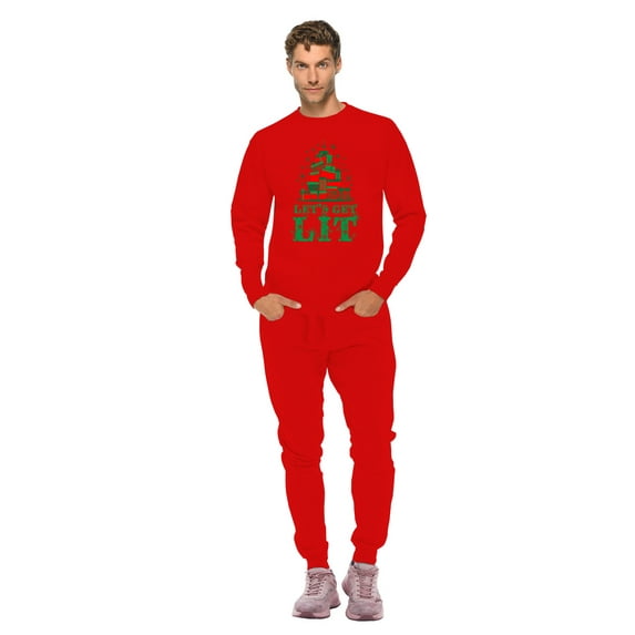 Christmas Sweater and Sweatpants - Sweatsuits 2Pcs Sets for Women Mens Xmas Sweatshirt and Jogger - Christmas Suit Set Super Soft High Quality - Let's Get Lit