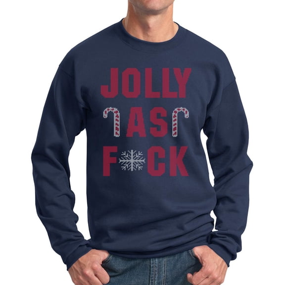 Christmas Sweater Sweatshirt - Funny Xmas Crewneck Navy (M)