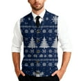 thumbnail image 1 of Christmas Sweater Vest Men Sleeveless V-Neck Button Down Cardigan Loose Fit Fall Winter Knitwear, 1 of 7