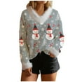 thumbnail image 1 of Christmas Sweater Women Fuzzy V-Neck Shirts Christmas Pattern Sweatshirt Holiday Loose Causal Sweatshirts Xmas Outfits Loose Holiday Pullover Shirts, 1 of 6