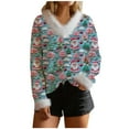 thumbnail image 1 of Christmas Sweater Women Fuzzy V-Neck Shirts Christmas Pattern Sweatshirt Holiday Loose Causal Sweatshirts Xmas Outfits Loose Holiday Pullover Shirts, 1 of 6