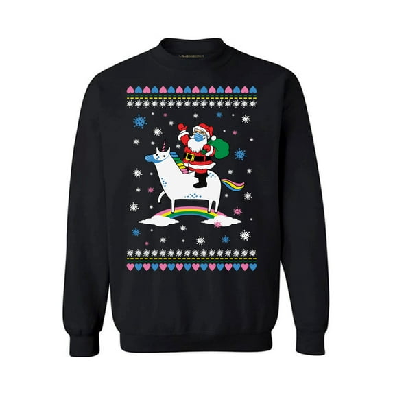 Christmas Sweater Xmas Unicorn and Santa Sweatshirt
