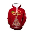thumbnail image 1 of Christmas Sweater for Men Couple Casual Hooded Pocket Christmas Mens Warm Clothing,Red,2XL, 1 of 3
