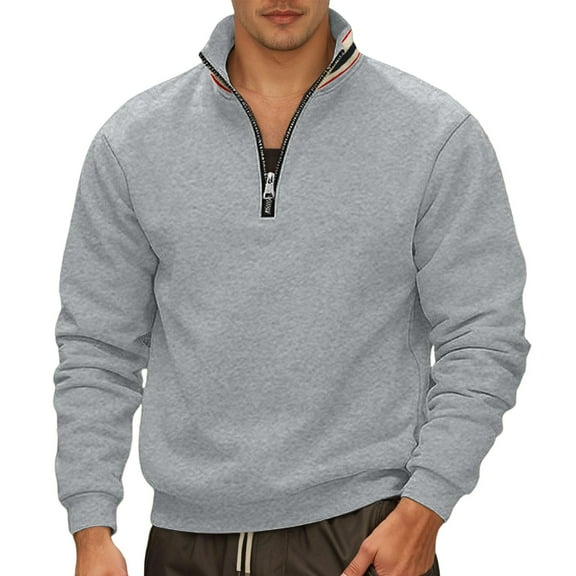 Christmas Sweater for Men Heavyweight Quarter Zip Mens Holiday Clothing,Light Gray,3XL