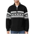 thumbnail image 1 of Christmas Sweater for Men Long Sleeve Mock Quarter Zip Cable Knit Pullover Tops Black XL, 1 of 4