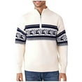 thumbnail image 1 of Christmas Sweater for Men Long Sleeve Mock Quarter Zip Cable Knit Pullover Tops White M, 1 of 9