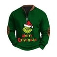 thumbnail image 1 of Christmas Sweater for Men Quarter Zip Up Mock Neck Pullover Dark Green4XL, 1 of 2