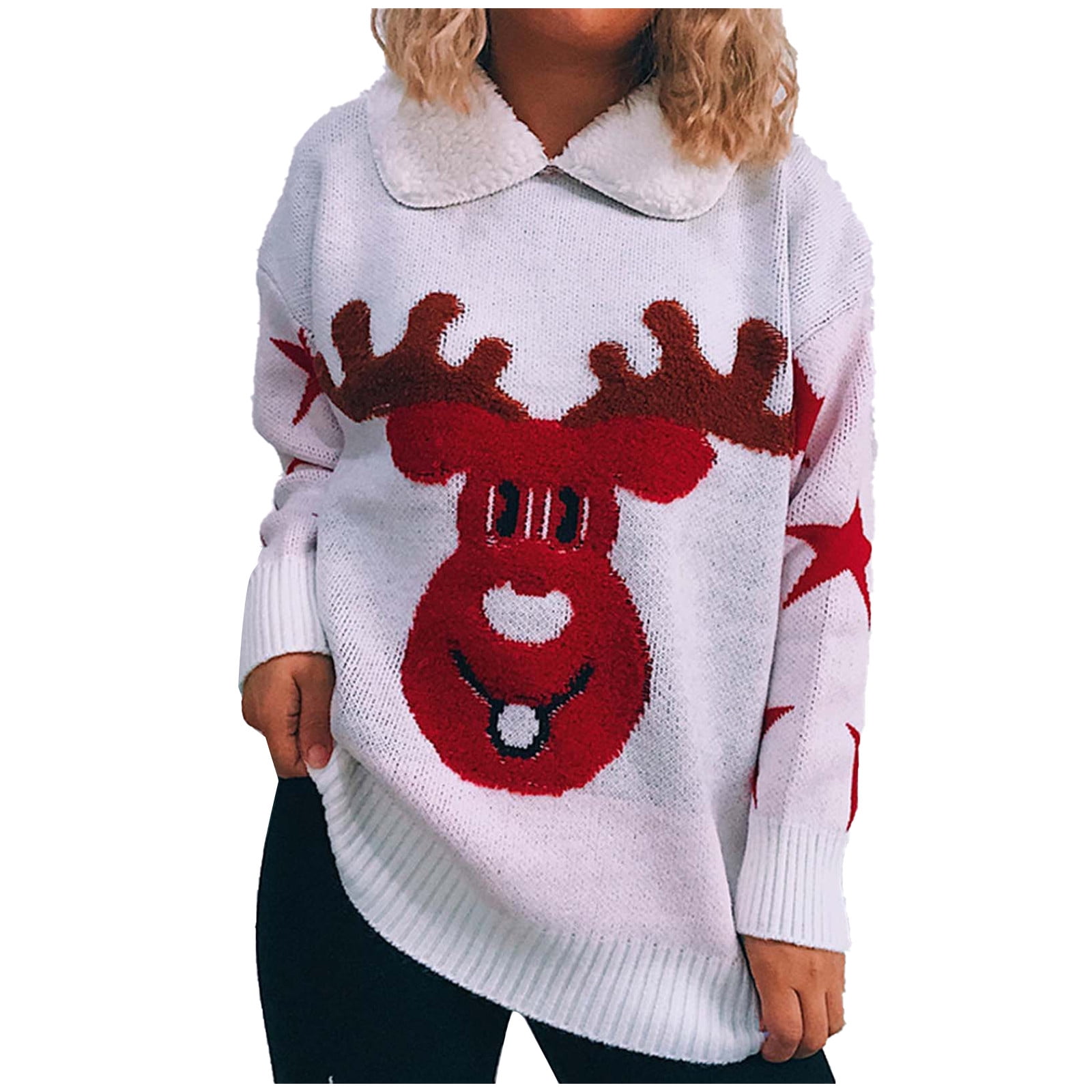 Christmas Sweater Round Neck Long Sleeve Knitted Pullover