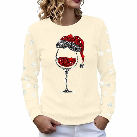 Christmas Sweater for Women, Long Sleeve Crew Neck Pullover, Cozy Casual Fall Winter Knit Top Soft Comfortable Wear
