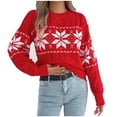 thumbnail image 1 of Christmas Sweater for Women Long Sleeve Crewneck Cable Knit Loose Pullover Tops Red S, 1 of 8