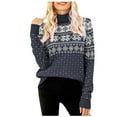 thumbnail image 1 of Christmas Sweater for Women Snowflake Long Sleeve Turtleneck Knitted Tops Soft Comfy Fall Winter Pullover Sweater, 1 of 6