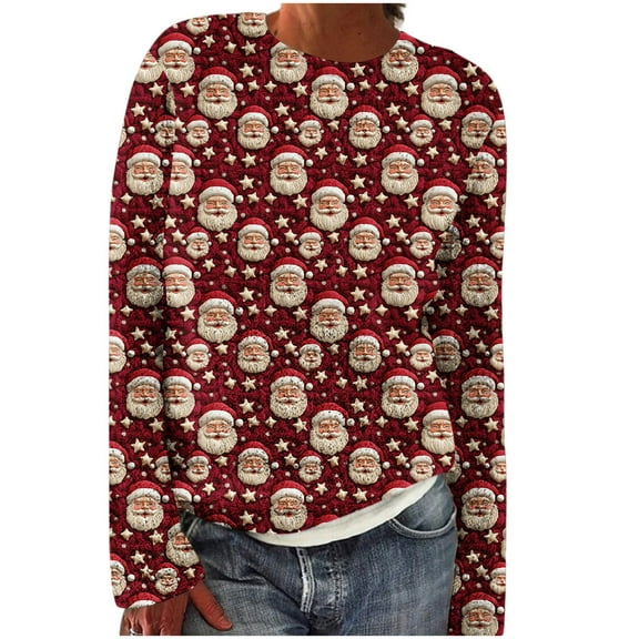 Christmas Sweater for Women Snowflake Pullover Long Sleeve Holiday Crewneck Casual Winter Tops Ugly Xmas Sweaters