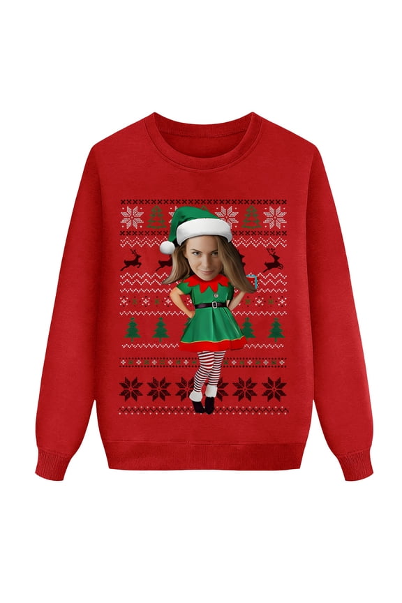 Christmas Sweaters Custom Print Matching Family Sweatshirts Casual Loose Fit Holiday Party Outfits Cozy Couple Pullover For Parents And Kids Christmas Sweaters