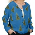 thumbnail image 1 of Christmas Sweaters For Women Funny Button Down Festive Coat Xmas Santa Christmas Tree Printed Cable Knit Pullover Blue, S, 1 of 7