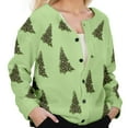 thumbnail image 1 of Christmas Sweaters For Women Funny Button Down Festive Coat Xmas Santa Christmas Tree Printed Cable Knit Pullover Green, XL, 1 of 7