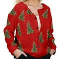 thumbnail image 1 of Christmas Sweaters For Women Funny Button Down Festive Coat Xmas Santa Christmas Tree Printed Cable Knit Pullover Red, S, 1 of 7