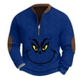 thumbnail image 1 of Christmas Sweaters Mens Holiday Casual Slim Fit Pullover with Quarter Zip Dark BlueXL, 1 of 3