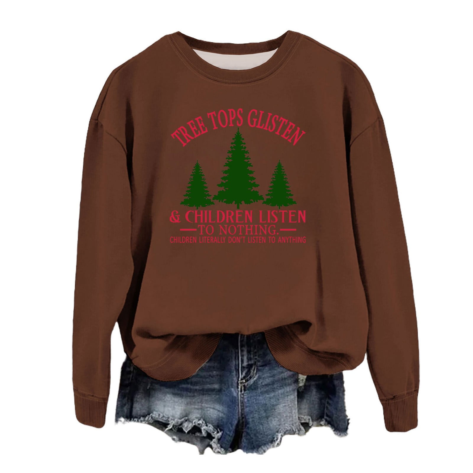 Christmas Sweaters for Women 2024 Christmas Tree Shirts Long Sleeve Drop Shoulder Crew Neck