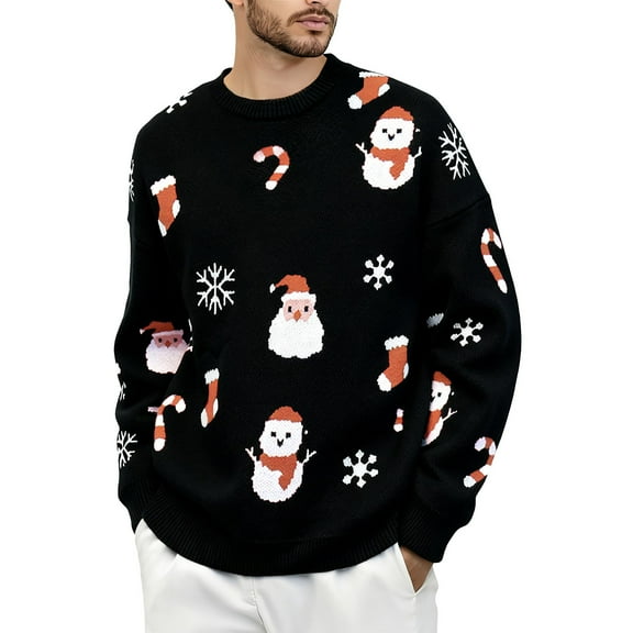 Christmas Sweaters for Women Casual Knitted Sweater Coat Stylish Loose Fit Autumn Outerwear For Couples Versatile Santa Design For Relaxed Holiday Outfit Ugly Christmas Sweaters