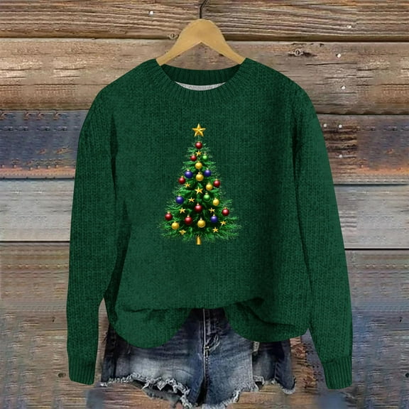 Christmas Sweaters Women Sweaters for Women Casual Christmas Round Neck Long Sleeve Sweater with Unique Print Designs
