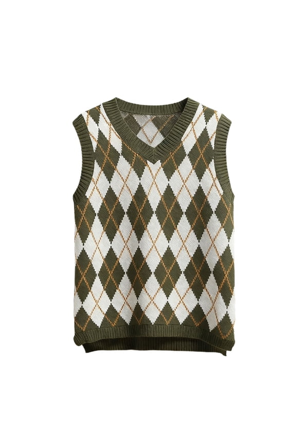 Christmas Sweaters for Women V Neck Pattern Knit Sweater Vest Soft Yarn Pullover Sleeveless Top For Casual Outfit And Daily Wear With Comfortable Loose Fit Design Ugly Christmas Sweaters