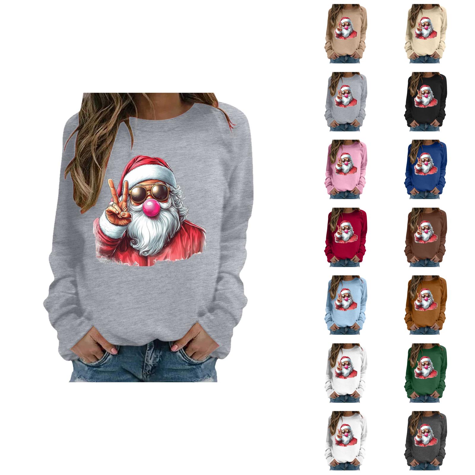 Christmas Sweaters Women's Clothing Christmas Print Crewneck Pullover — free download