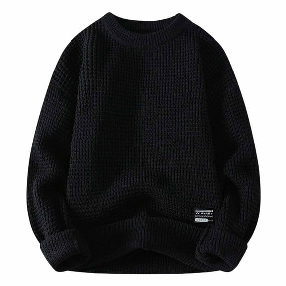 Christmas Sweaters for Men Ribbed Wool Color Block Tops Winter Warm Dailywear Men's Fashion with Pockets, Black, Size XXL