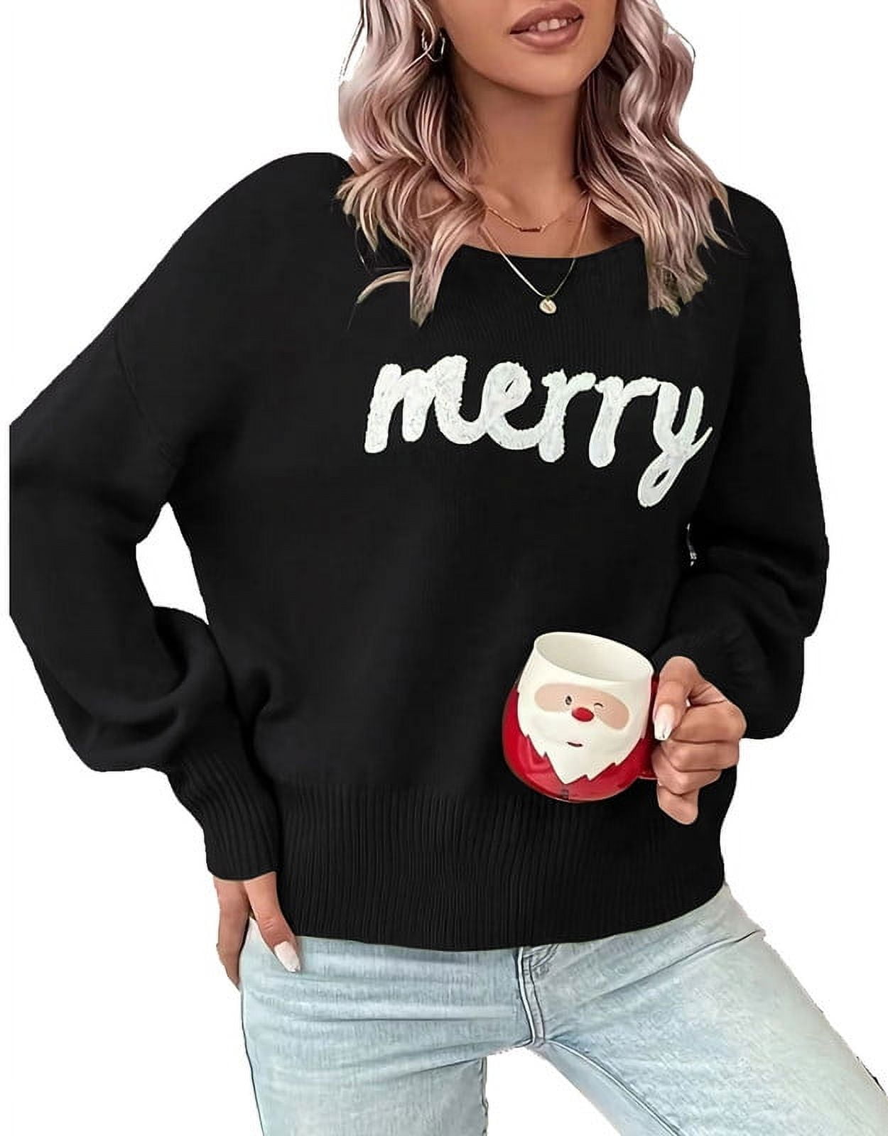 Christmas Sweaters for Women 2024 Casual Loose Scoop Neck Pullover