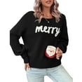 thumbnail image 1 of Christmas Sweaters for Women 2024 Casual Loose Scoop Neck Pullover Sweater Letter Merry Printed Ugly Christmas Sweater Black Shermie, 1 of 4