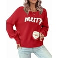 thumbnail image 1 of Christmas Sweaters for Women Casual Loose Scoop Neck Pullover Sweater Letter Merry Printed Ugly Christmas Sweater Red Shermie, 1 of 6