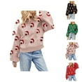 thumbnail image 1 of Christmas Sweaters for Women 2025 Long Sleeve Crewneck Glass Sequin Knitted Pullover Sweater Jumper Tops, 1 of 7
