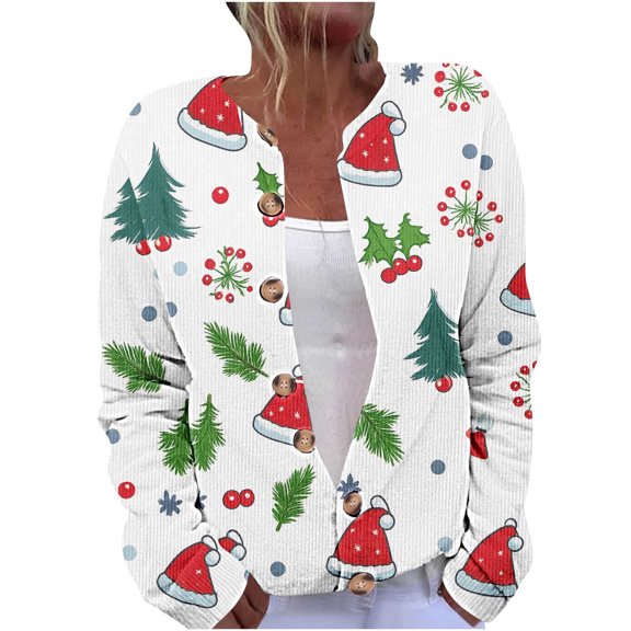 Christmas Sweaters for Women 2025 Plus Size Cozy Button Up Cardigan Funny Cute Ugly Christmas Sweater Xmas Fall Coats