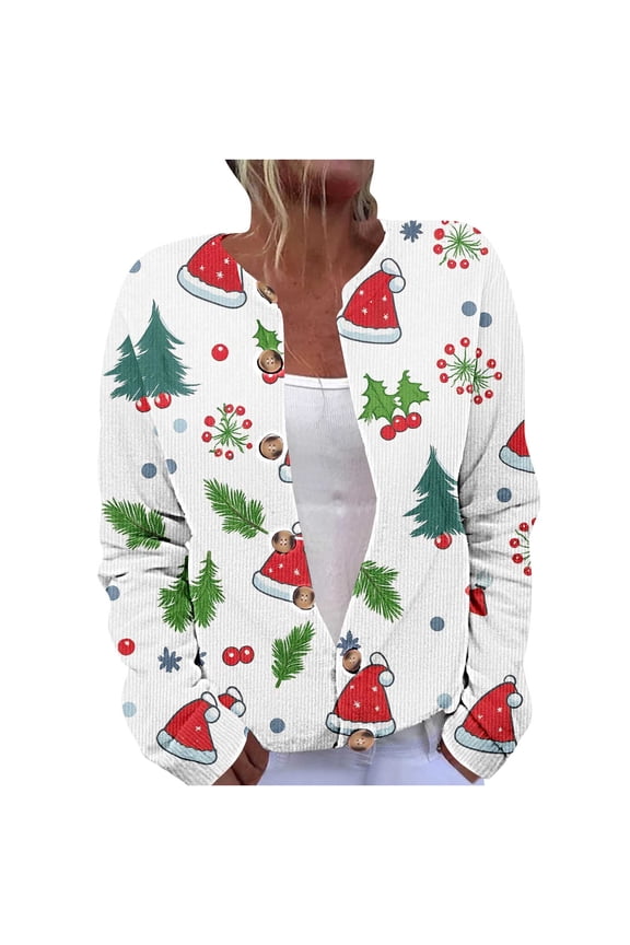 Christmas Sweaters for Women 2025 Plus Size Cozy Button Up Cardigan Funny Cute Ugly Christmas Sweater Xmas Fall Coats