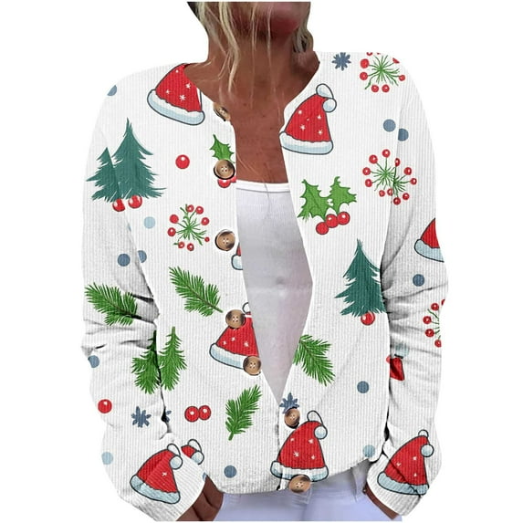 Christmas Sweaters for Women 2025 Plus Size Cozy Button Up Cardigan Funny Cute Ugly Christmas Sweater Xmas Fall Coats
