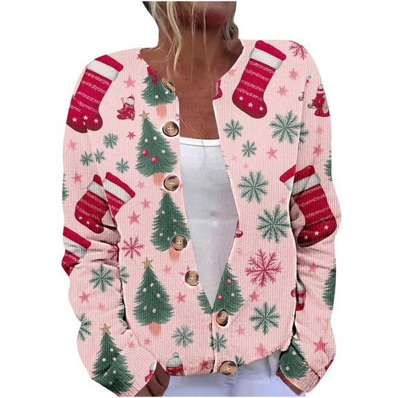 Christmas Sweaters for Women 2025 Plus Size Cozy Button Up Cardigan Funny Cute Ugly Christmas Sweater Xmas Fall Coats