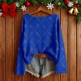 thumbnail image 1 of Christmas Sweaters for Women Boat Neck Knitted Ribbed Long Sleeve Pullover Sweater Loose Casual Daily Wear Xmas Holiday Clothes, 1 of 2