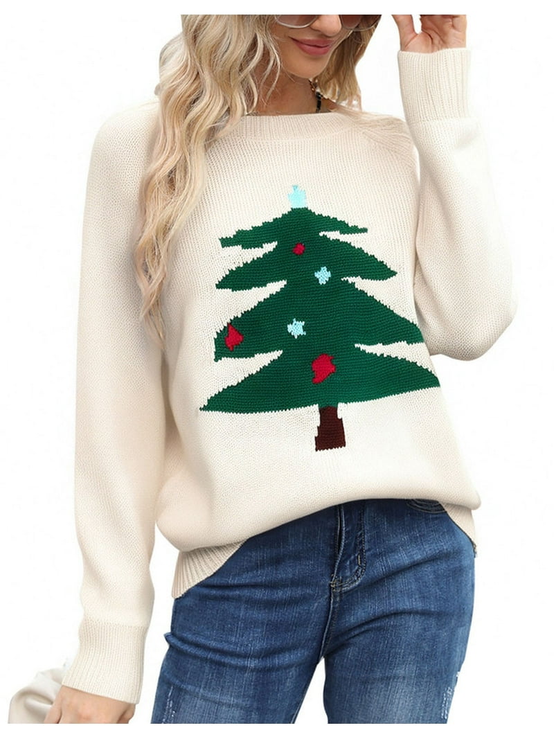 Christmas Sweaters for Women Christmas Tree Printed Ugly Christmas
