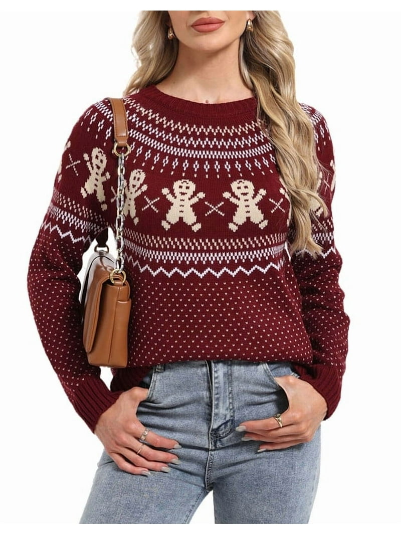 Christmas Sweaters for Women Chritmas Gingerbread Man and Fair