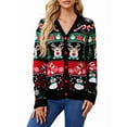 thumbnail image 1 of Christmas Sweaters for Women Cute Fuzzy Funny Wintertime Holiday Parties Knitted Casual Cardigan Sweater Black L, 1 of 8