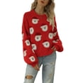 thumbnail image 1 of Christmas Sweaters for Women Juniors Cute Santa Claus Patch Trendy Pullover Sweters Lantern Sleeve Cropped Sweater Shermie, 1 of 5