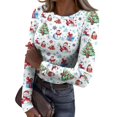 thumbnail image 1 of Christmas Sweaters for Women Long Sleeve Ribbed Knit Shirts, Graphic Merry Christmas Tree Print Holiday Xmas Tee Tops, 1 of 6