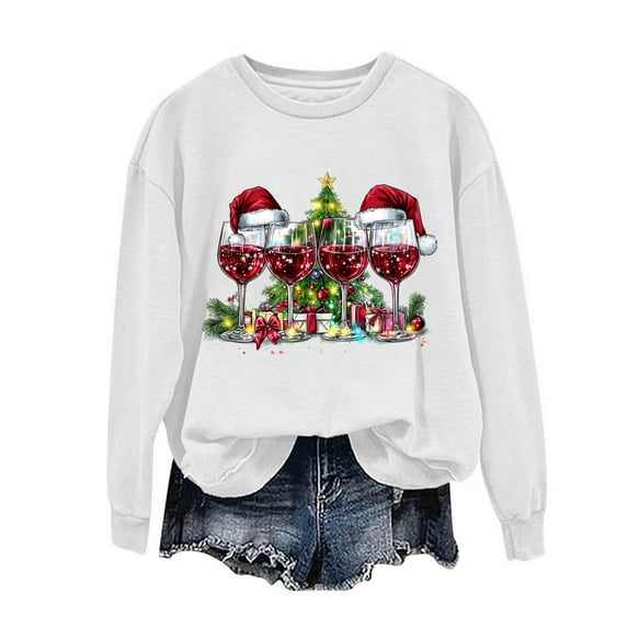Christmas Sweaters for Women Oversized Sweatshirt Fashion Hoodies & Sweatshirts Plus Size Long Sleeve Tops Casual