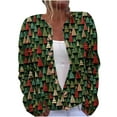 thumbnail image 1 of Christmas Sweaters for Women Plus Size Long Sleeve Casual Print Open Front Button Down Knit Jacket Coat, 1 of 5