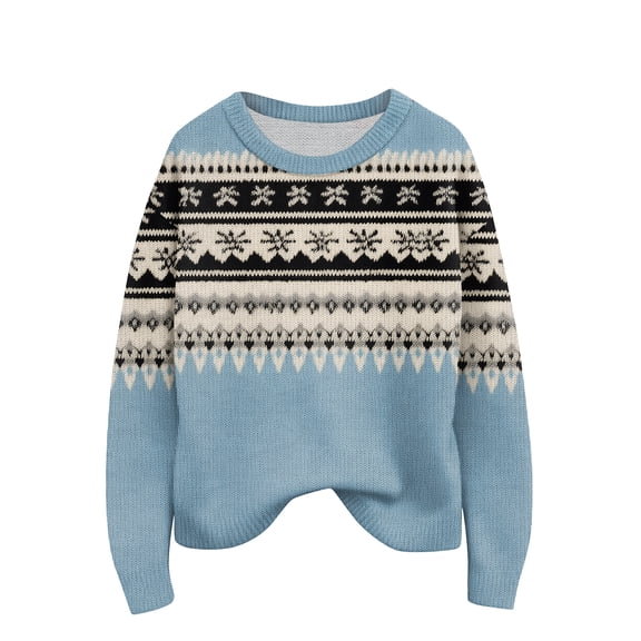 Christmas Sweaters for Women Plus Sizes Holiday Cute Ugly Christmas Sweatshirts Boat Neck Long Sleeve Pullover Funny Snowflake Graphic Shirts