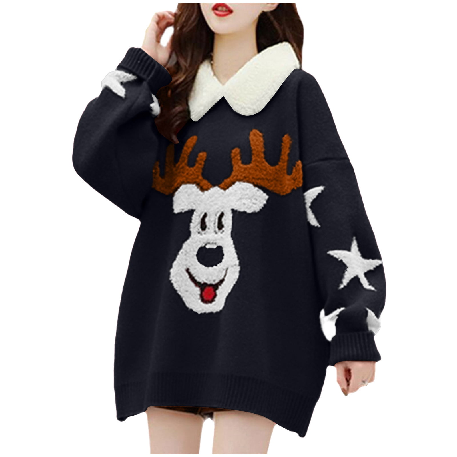 Christmas Sweaters for Women Snowflake Graphic Knitted Sweater Winter