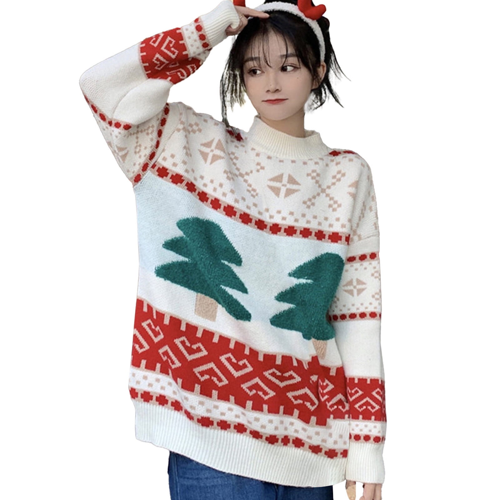 Christmas Sweaters for Women Snowflake Graphic Knitted Sweater Winter