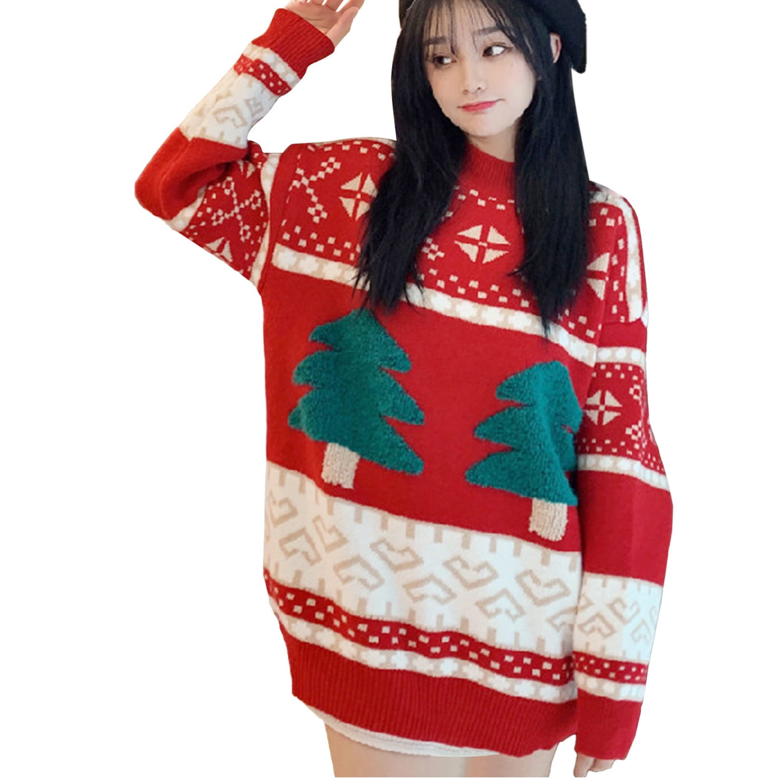 Christmas Sweaters for Women Snowflake Graphic Knitted Sweater Winter