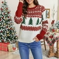 thumbnail image 1 of Christmas Sweaters for Women Winter Knitted Pullover Long Sleeve Crewneck Soft Warm Holiday Womens Christmas Sweater Red L, 1 of 4