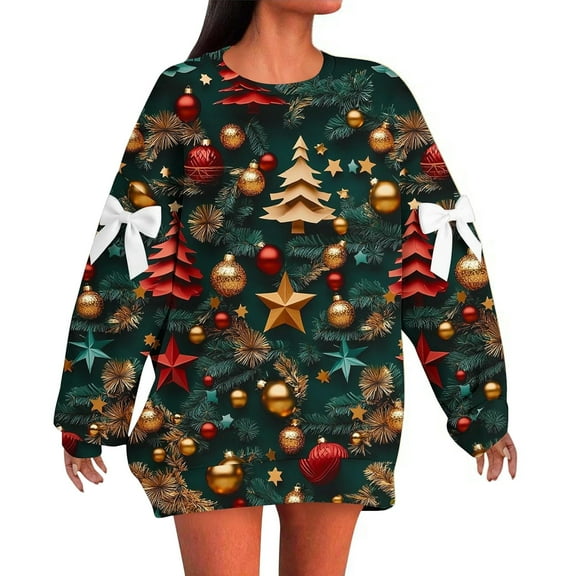 Christmas Sweaters for Women Winter Pullover Long Sleeve Crewneck Santa Snowman Knit Jumper